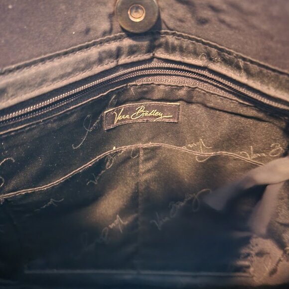 VERA BRADLEY “Slim Hobo” Black Quilted Microfiber Shoulder Bag - Picture 11 of 13